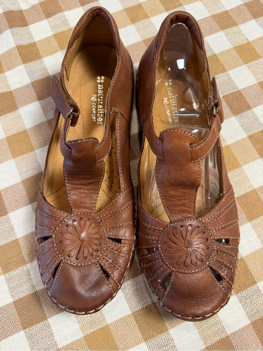 Naturalizer N5 Comfort Brown Leather Mary Jane Flats Womens Shoes NWOT